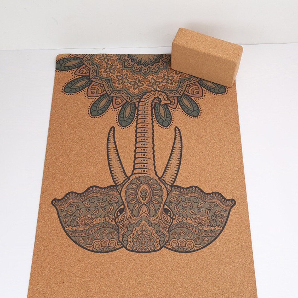Cork Yoga Mat Elephant Design 3mm Eco Friendly Cork and Etsy
