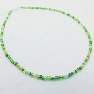 Green Seed Bead Choker Necklace, Handmade in Pembrokeshire