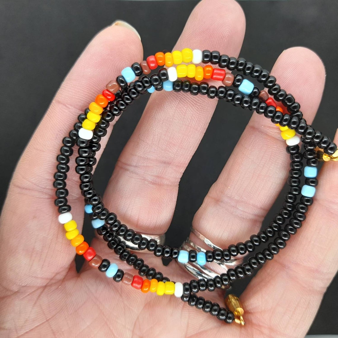 Men's hippie surf style necklace. Black seed bead necklace Etsy