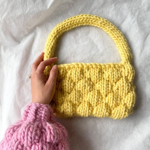 Bubble Bae Taschenstrickmuster . Nur mit englischem Muster.