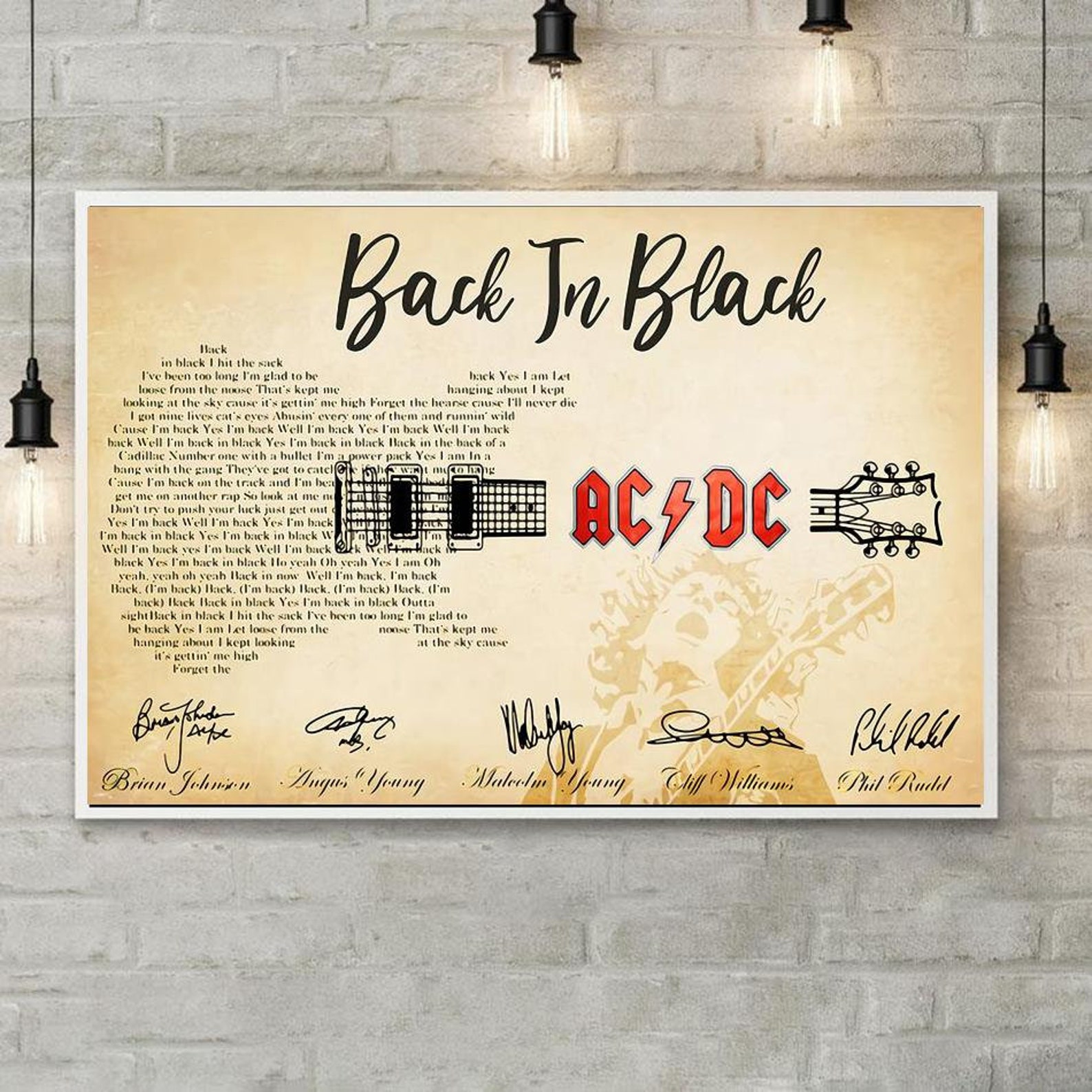 AC/DC Back In Black Lyrics Poster Back In Black Music Etsy