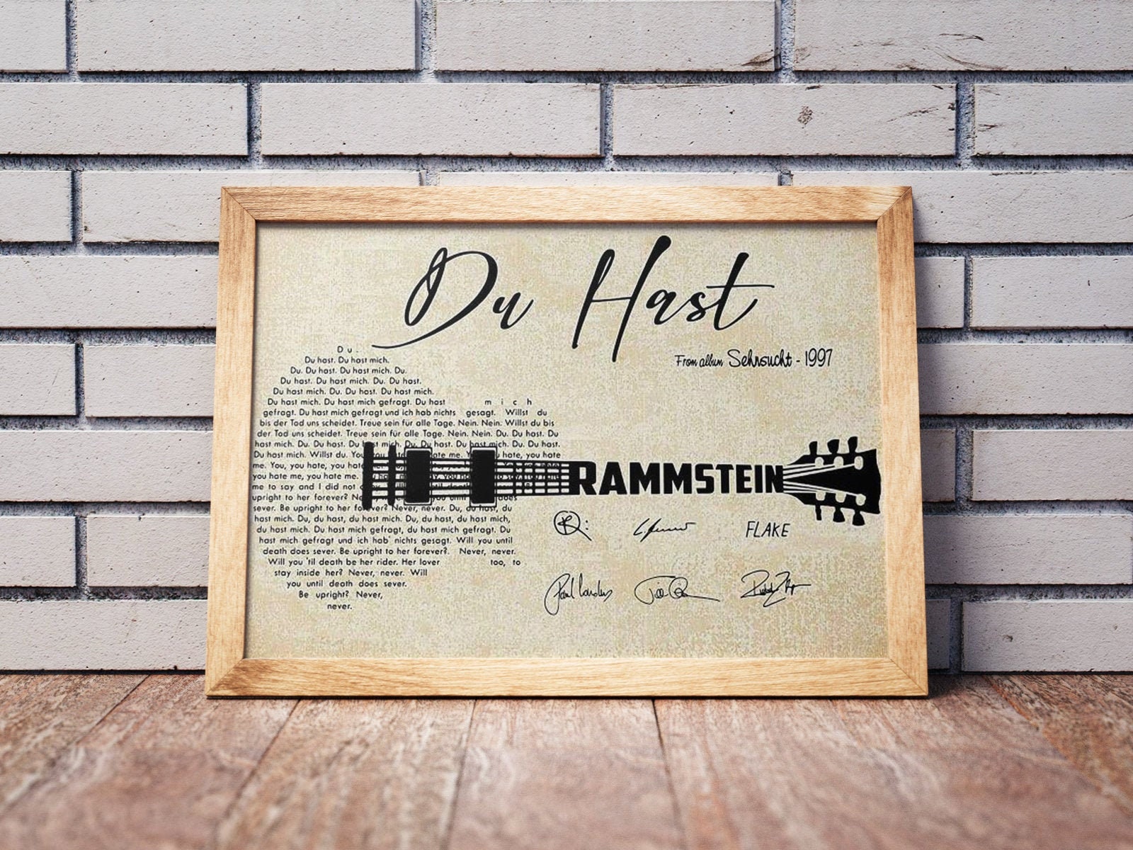 Rammstein Du Hast Lyrics Poster Rammstein Du Hast Vintage Etsy