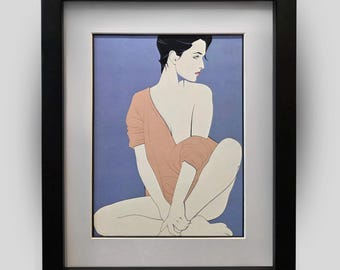 PATRICK NAGEL 1980s Retro Vintage Playboy Era Framed Matted Art Print Wall Decor Ready To Hang