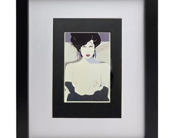 Ilustración de Patrick Nagel para Playboy, años 80, estilo vintage retro. Lámina decorativa enmarcada, lista para colgar.