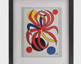 ALEXANDER CALDER "El universo de Calder" Lámina abstracta enmarcada y firmada para decoración de pared
