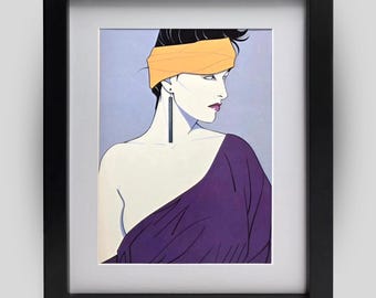 PATRICK NAGEL "Untitled #96" Vintage 1985 Retro Playboy Era Framed Art Print Wall Decor Ready To Hang
