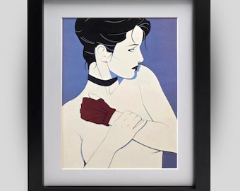 PATRICK NAGEL Playboy Vintage 1985 Retro Style Art Deco Framed Matted Print Wall Decor Ready To Hang