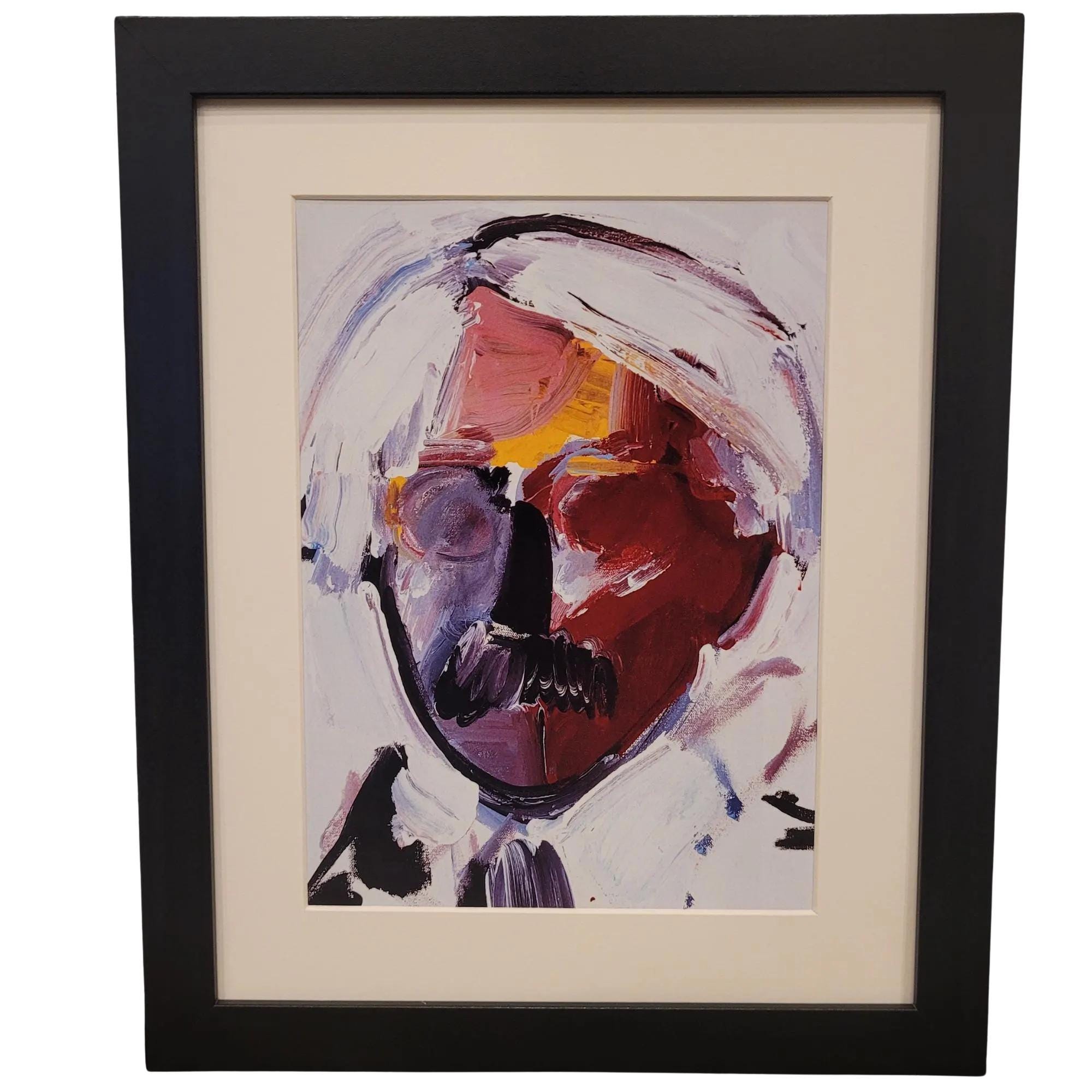 Peter Max 'andy With Mustache-(andy Warhol)' Framed Pop Art