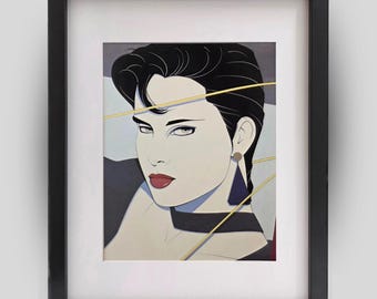 PATRICK NAGEL NC11 Playboy Era 1980s Vintage Retro Newly Framed Art Print Wall Decor Ready to Hang