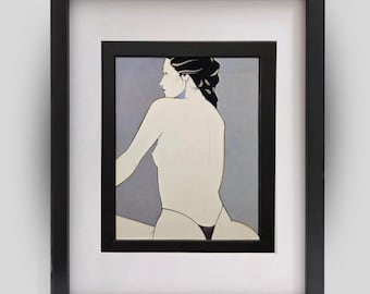 PATRICK NAGEL Playboy Era Vintage 1985 Retro Custom Framed Matted Art Print Wall Decor Ready to Hang