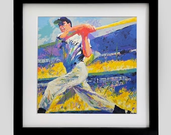 Lámina decorativa de pared enmarcada con la imagen de Joe DiMaggio, inspirada en el béisbol, de LeRoy Neiman.