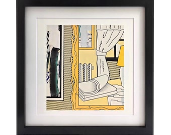 ROY LICHTENSTEIN Dos cuadros: Radiador y Sábanas dobladas Lámina de arte pop enmarcada para decoración de pared