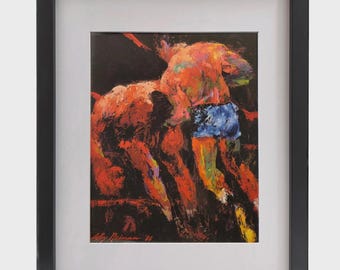 Lámina firmada de Leroy Neiman "Rocky Graziano" para decoración de pared.