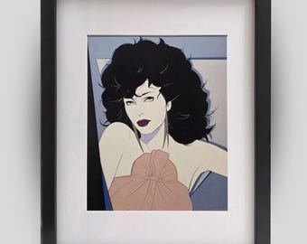 PATRICK NAGEL Joan Collins Vintage 1985 Retro Art Deco Framed Art Print Wall Decor Ready to Hang