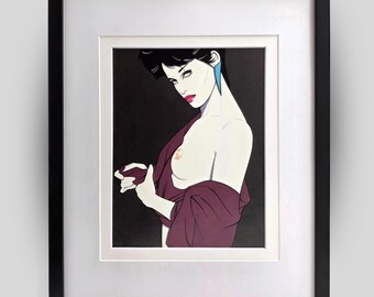 PATRICK NAGEL Playboy Era 80's Retro CUSTOM Framed Matted Art Print Wall Decor Ready to Hang