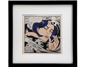 ROY LICHTENSTEIN Niña ahogándose Lámina de arte pop moderno enmarcada para decoración de pared
