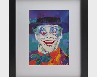 LEROY NEIMAN "El Joker" Jack Nicholson Lámina firmada enmarcada Decoración de pared Lista para colgar