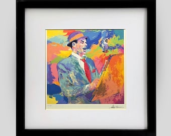 LEROY NEIMAN "Dúos de Frank Sinatra" Lámina firmada enmarcada de leyendas de la música Decoración de pared lista para colgar