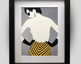 PATRICK NAGEL Yellow Dress 1980s Vintage Retro Art Deco New Framed Art Print Wall Decor Ready To Hang