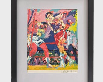 LEROY NEIMAN "Frazier-Forman, Jamaica" Lámina firmada enmarcada con arte deportivo de boxeo para decoración de pared