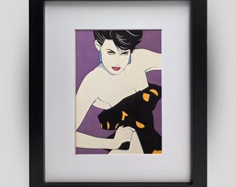 PATRICK NAGEL Untitled #115 Playboy Era Vintage 1985 Art Deco Framed Print Wall Decor Ready To Hang