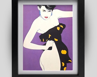 PATRICK NAGEL Playboy Vintage 1985 Retro Style Art Deco Framed Matted Print Wall Decor Ready To Hang