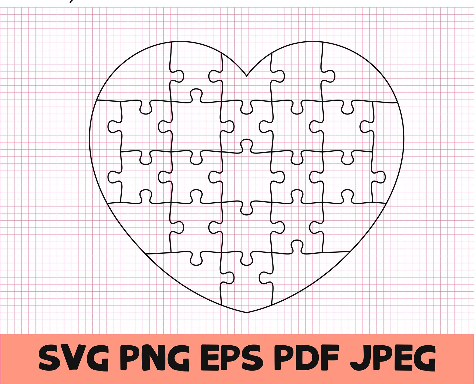 Heart Puzzle SVG. Heart Puzzle for Valentines. Heart Puzzle | Etsy