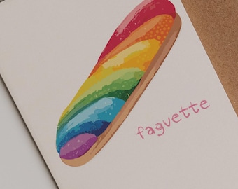 Faguette Card, Funny Pride Card, Gay Lesbian Joke Card, Humor LGBT Meme Card, Gift for Gay Friend