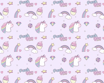 Funny Birthday Wrapping Paper- Fuck You with Unicorns and Rainbows
