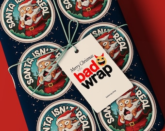 Santa Isn’t Real Wrapping Paper - Humorous Disappearing Santa Design - Unique Holiday Gift Wrap