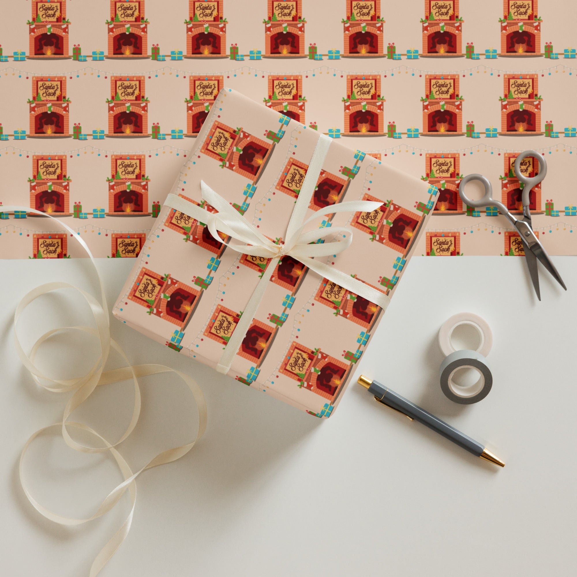 Santa’s Sack Wrapping Paper - Cheeky Santa Design - Funny Holiday Gift ...