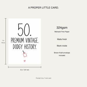 Card size and materials diagram: 7 by 5 inches, nominal 178 by 127 mm, 324gsm matte Mohawk Fine Paper, blank inside, with a brown Kraft envelope included.