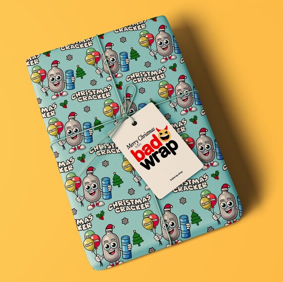Christmas Cracker funny adult wrapping paper by Bad Wrap