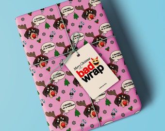 I Identify as a Reindeer - Dog with Antlers Christmas Wrapping Paper - Funny Holiday Gift Wrap for Pet Lovers