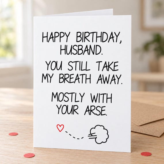 Take My Breath Away husband birthday card in a lifestyle mock-up