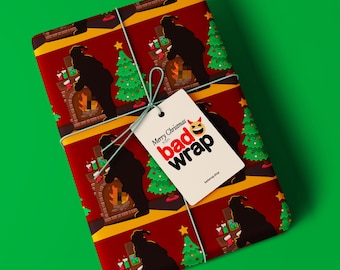 Naughty Santa Silhouette Wrapping Paper - Playful Santa Design - Humorous Christmas Gift Wrap