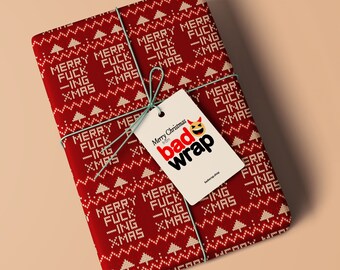 Merry F’ing Christmas Wrapping Paper - Bold and Humorous Holiday Gift Wrap - Festive Christmas Pattern