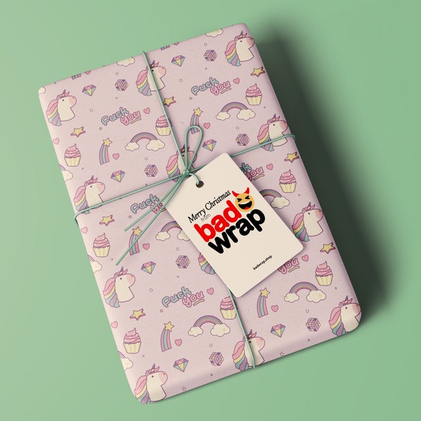 Fuck You with Unicorns and Rainbows - Whimsical Birthday Wrapping Paper