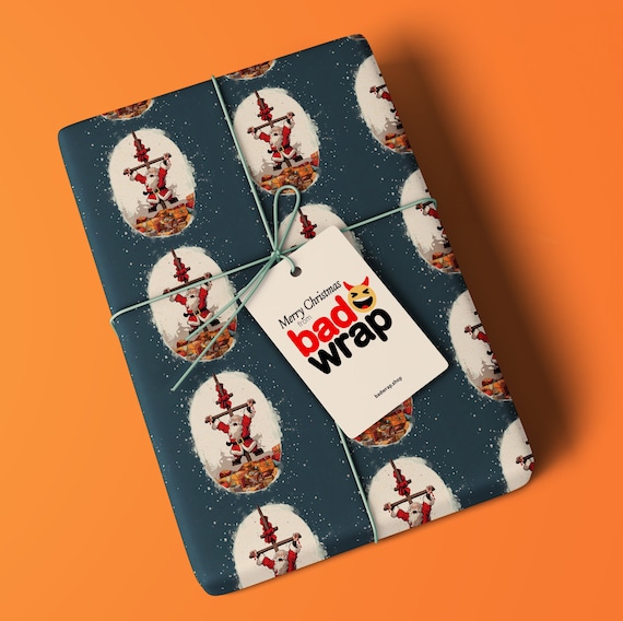 Passion of the Santa dark humour Christmas wrapping paper by Bad Wrap