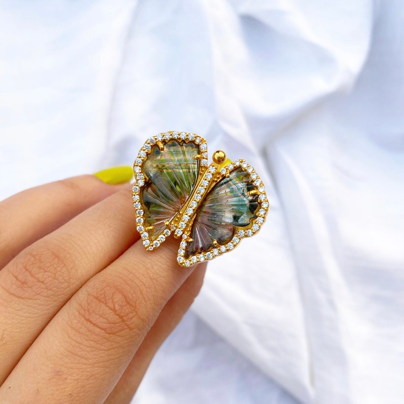 Georgia Tourmaline Butterfly Silver Ring