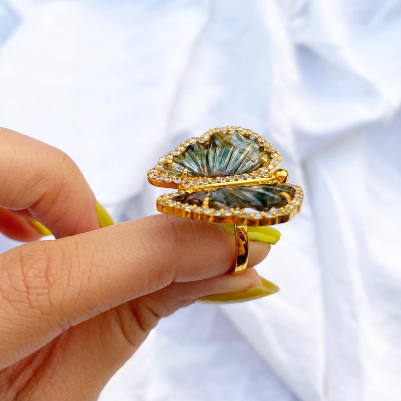 Georgia Tourmaline Butterfly Silver Ring