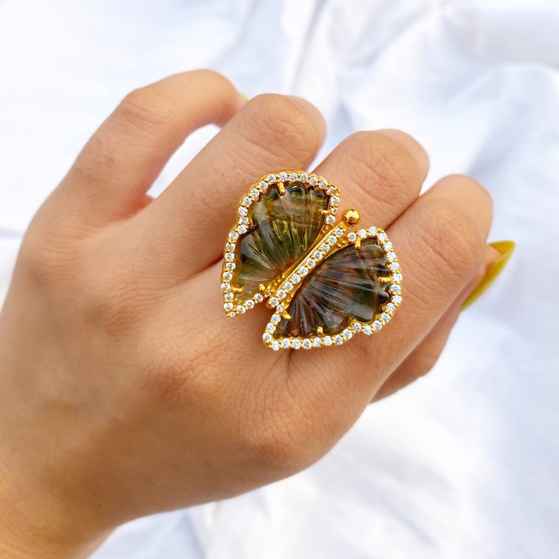 Georgia Tourmaline Butterfly Silver Ring