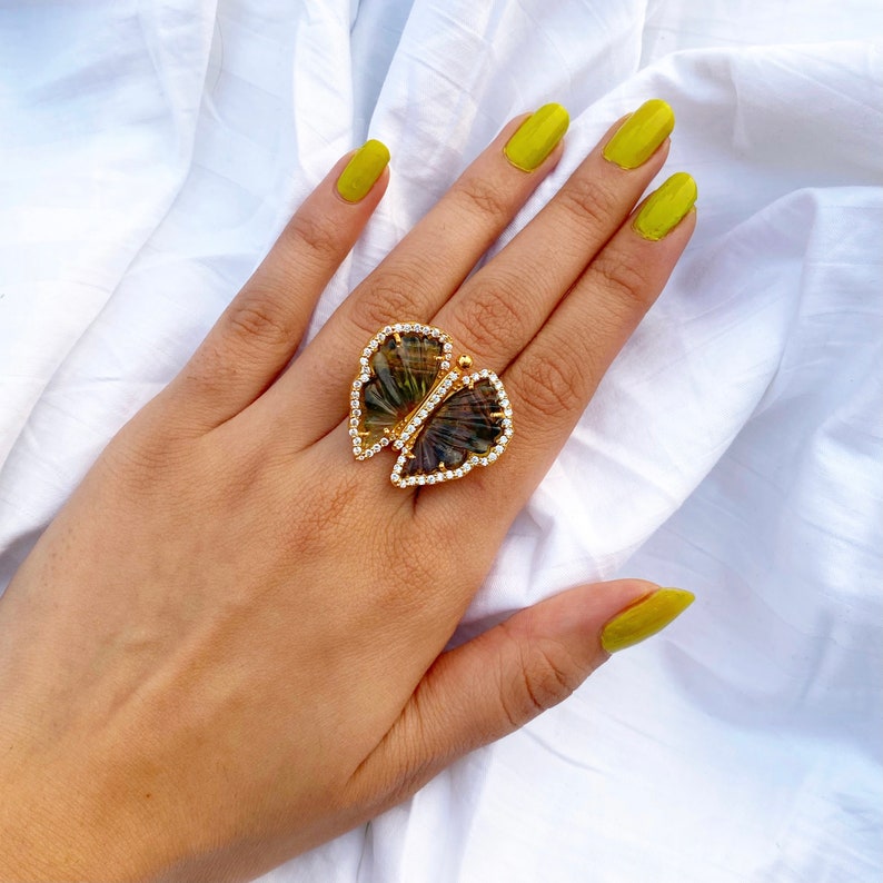 Georgia Tourmaline Butterfly Silver Ring
