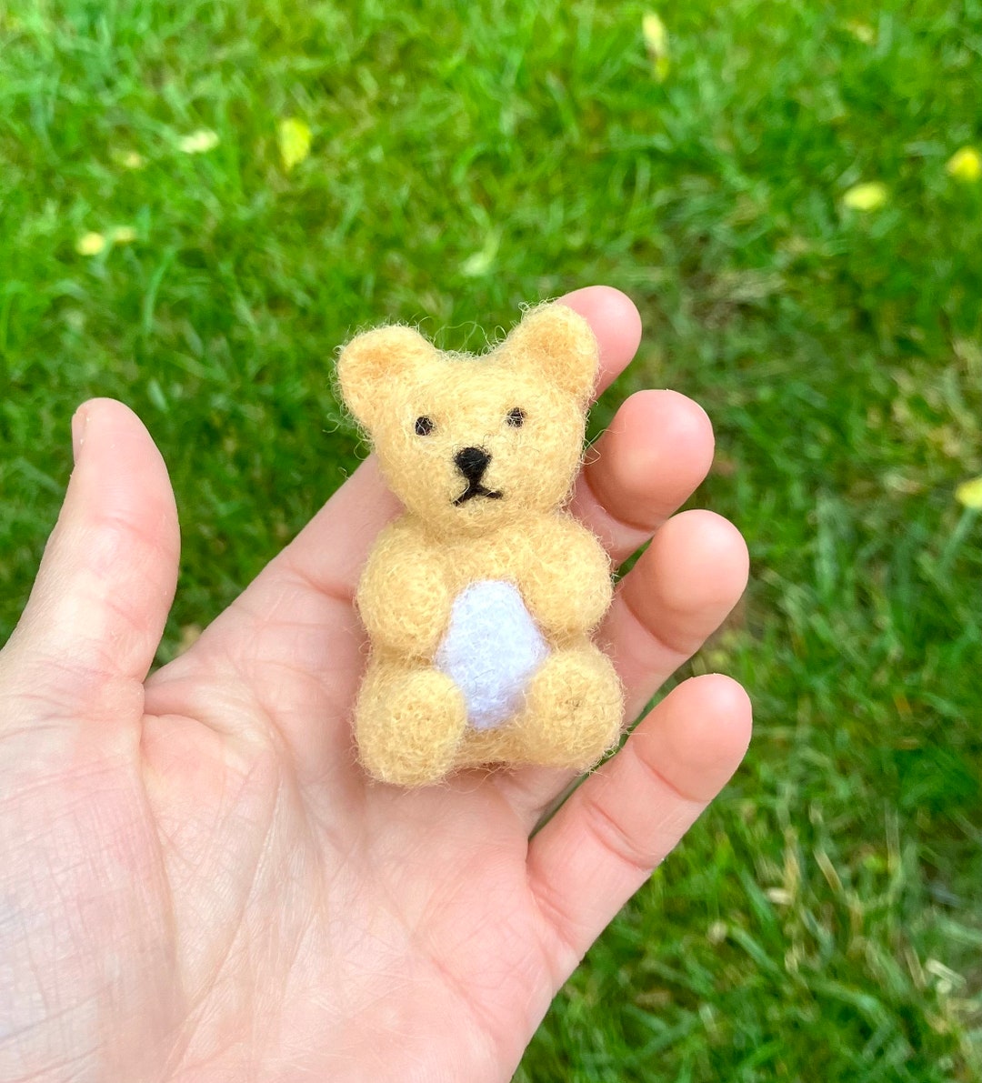 Needle Felted Bear Teddy Bear Mini Gift Plush Toy Tiny Etsy