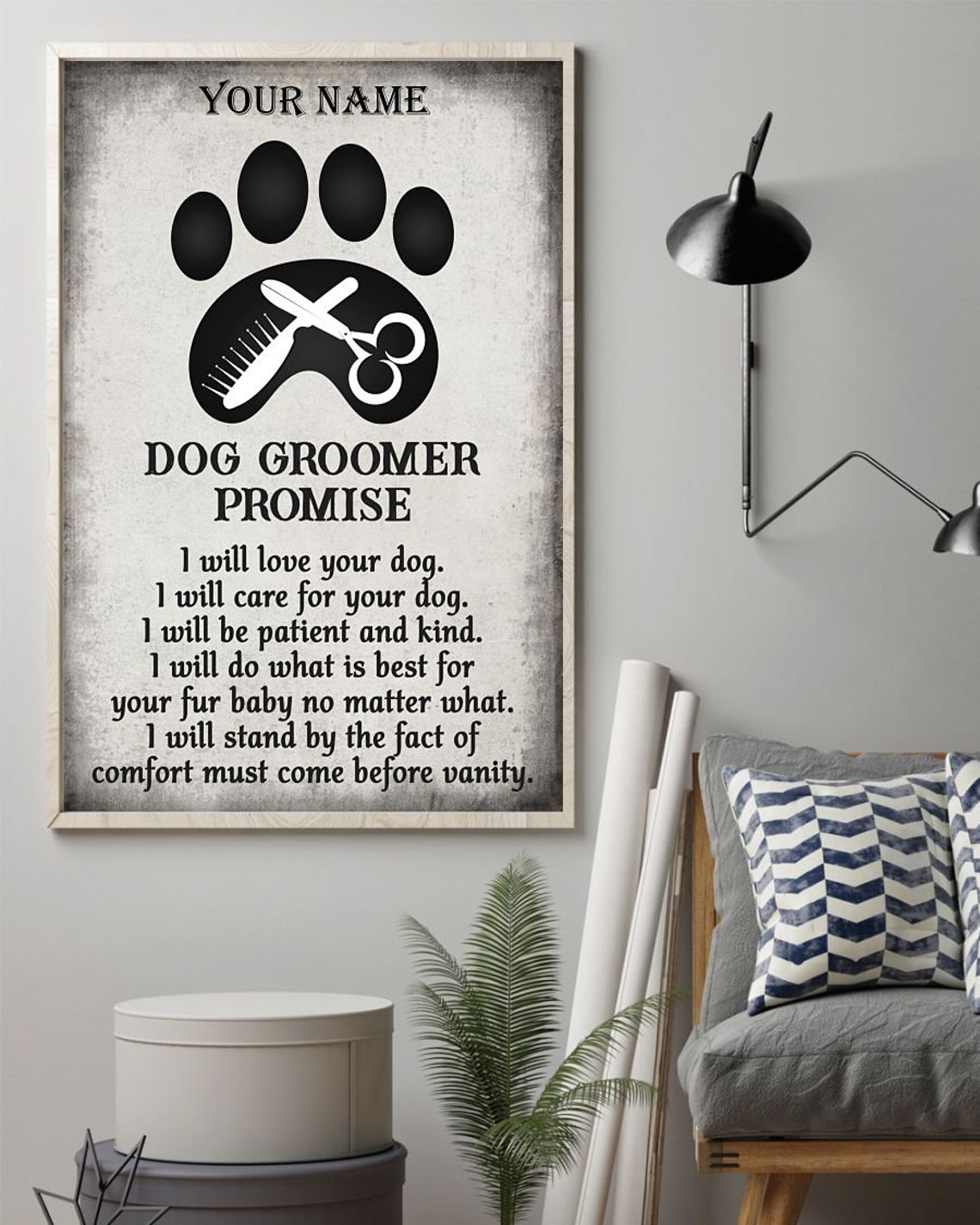 Personalized Dog Groomer Promise Vintage Poster Gift for Dog Etsy