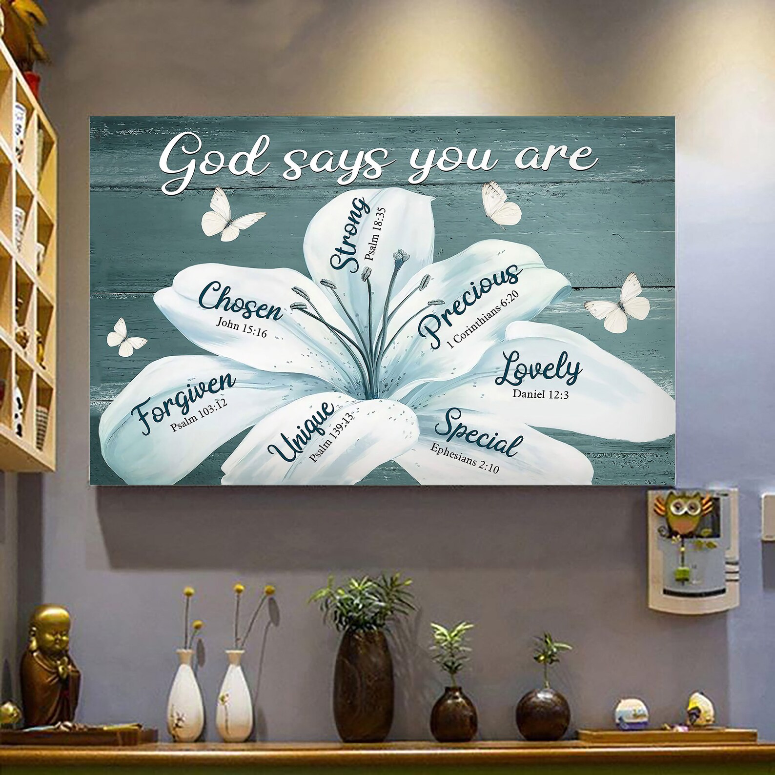 White Lily Flower Canvas God Says You Are Unique Special Etsy