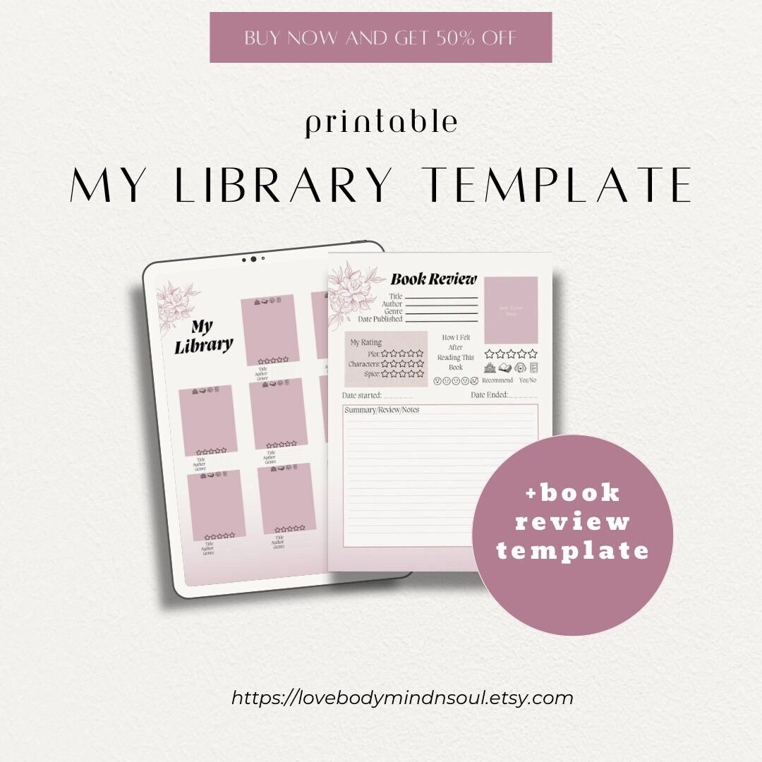My Library Log and Book Review Templates - Etsy