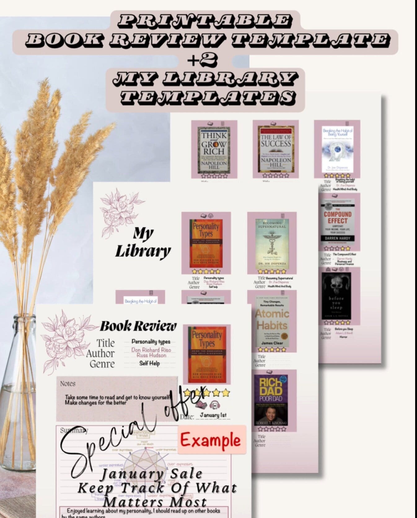 My Library Log and Book Review Templates - Etsy Australia