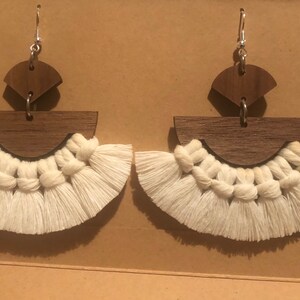 Macrame Large Semi-Circle Fringe Earrings