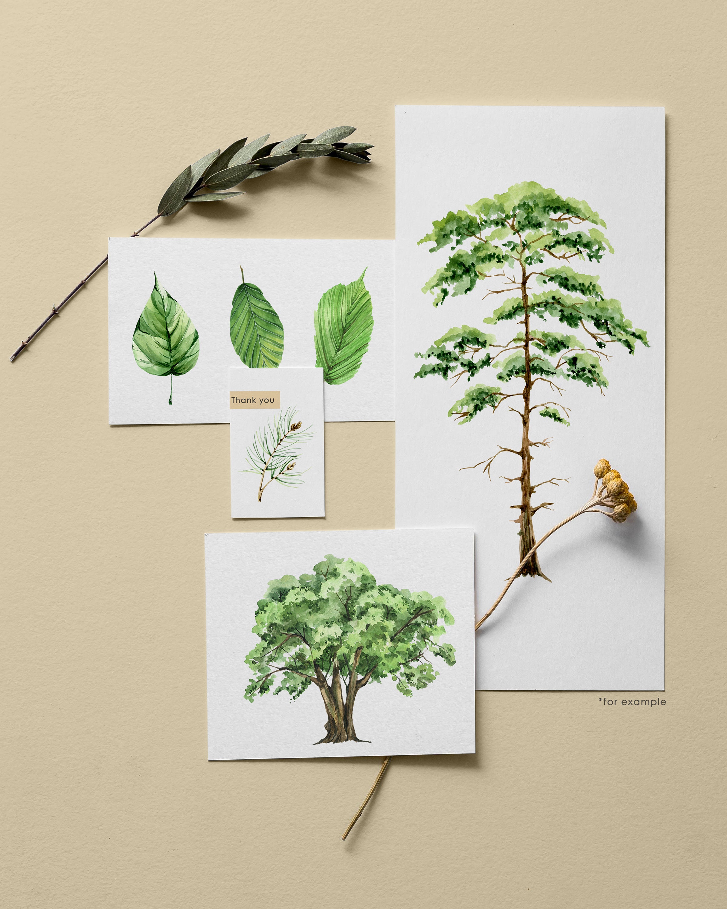 Green trees watercolor clipart Tree leaves Forest clipart | Etsy